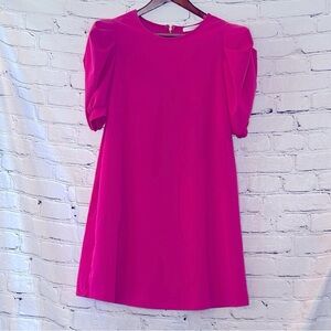 NWOT Ces Femme Pink Puffed Sleeve Dress Size Large Brand New Without Tags